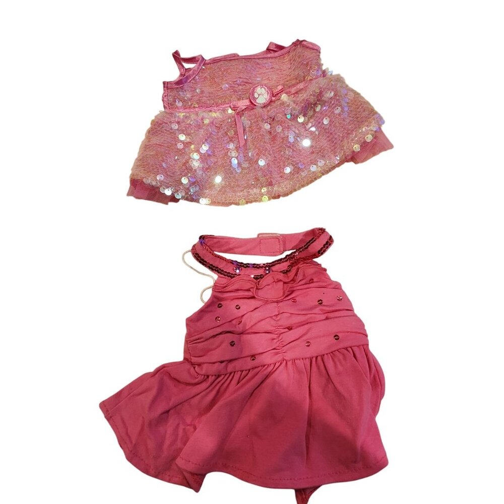 Build a Bear 2 Pink dresses sequins fancy